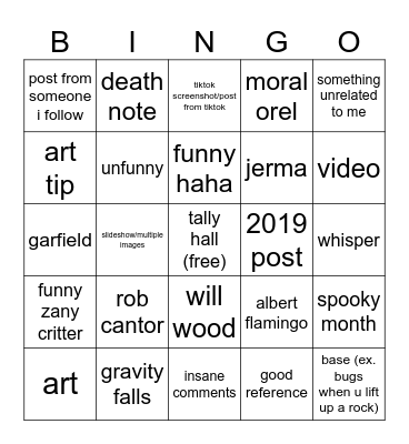 my pinterest bingo Card