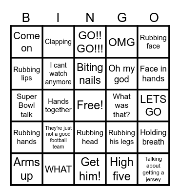 Husband watching football Bingo Card