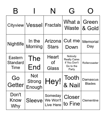 Accidentals Setlist Bingo! Bingo Card