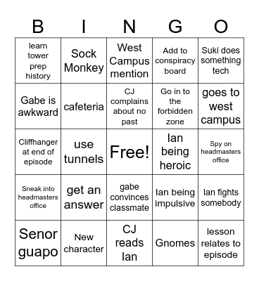 TPrep Bingo Card