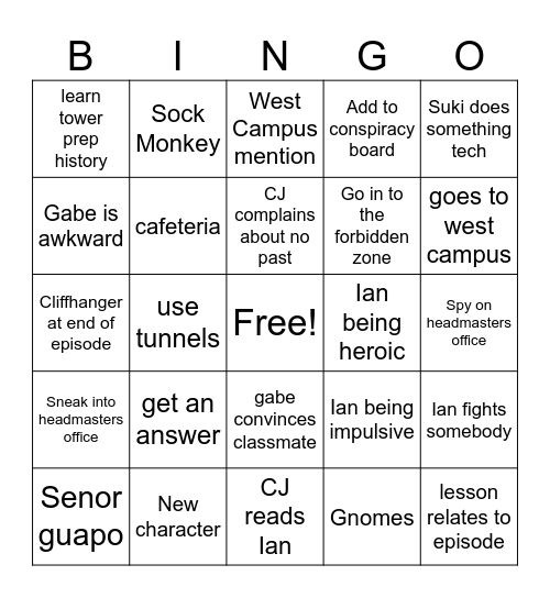 TPrep Bingo Card