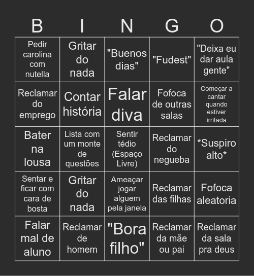 Aula Karina Bingo Card