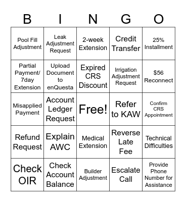 LEXserv Bingo Card