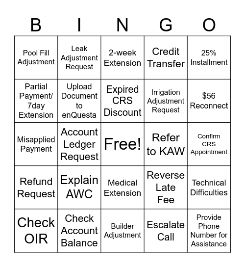 LEXserv Bingo Card