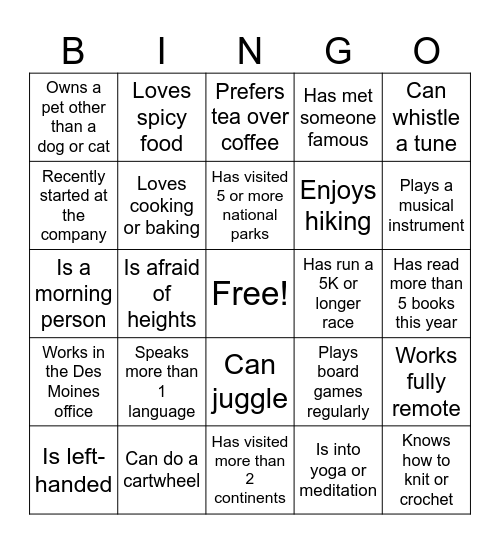 Board 1 Bingo Card