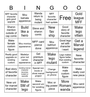 Marvel Bingo Card