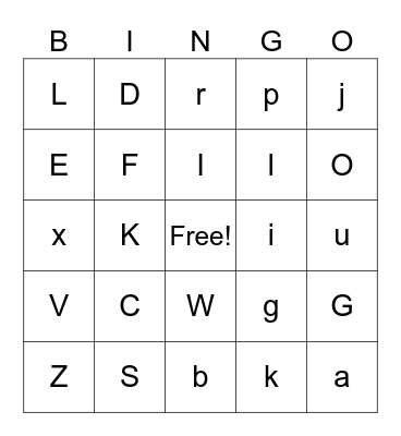 Alphabet Bingo Card