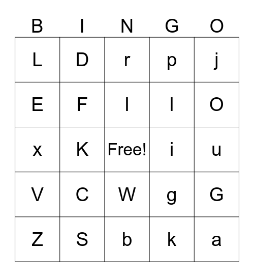 Alphabet Bingo Card