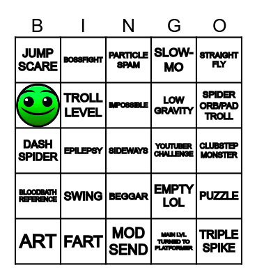 Geometry Dash Recent Tab Bingo Card