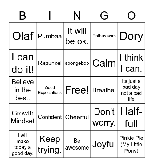 Optimistic Bingo Card