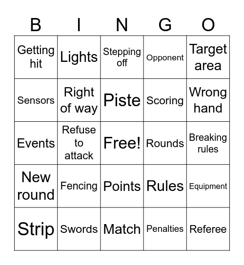 512 Wk 8 Fencing Rules Bingo Card