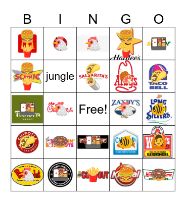 Fast Food Bingo Card