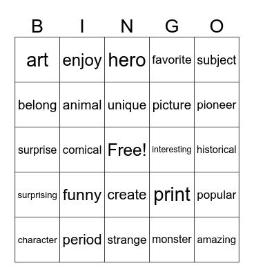 Lesson 6 Bingo Card