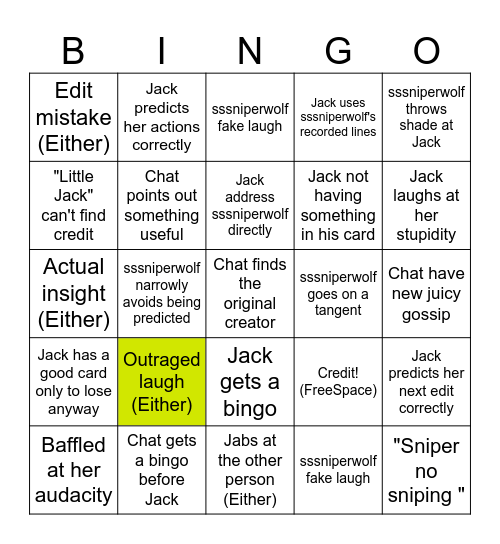 JJJacksfilms x sssniperwolf bingo to play while he's playing sssniperwolf bbbingo Card