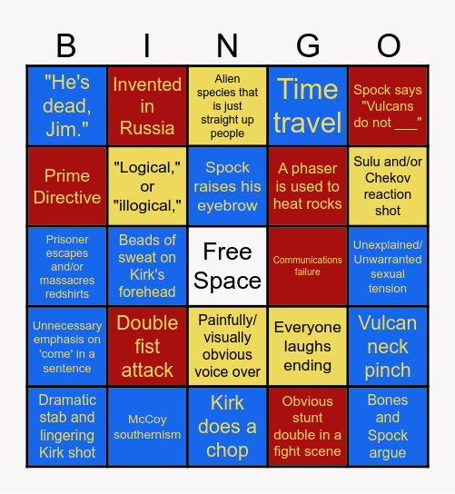 Star Trek TOS Bingo Card