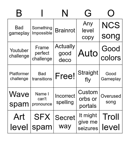 GD 2.2 recent tab bingo Card