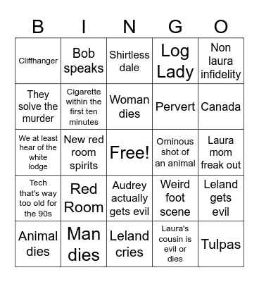 Twin peaks s1 finale Bingo Card