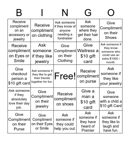 Lifestyling Bingo Card