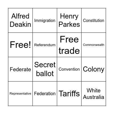 Federation - Bingo Card