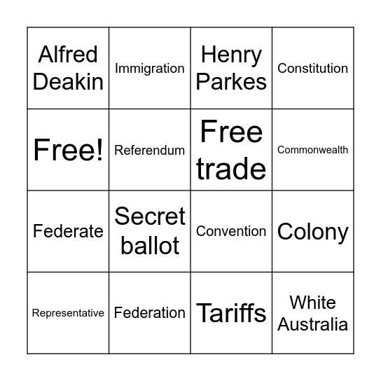 Federation - Bingo Card