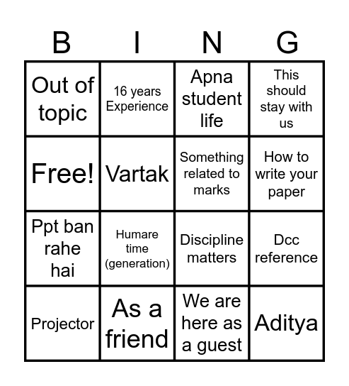 ACN bingo Card