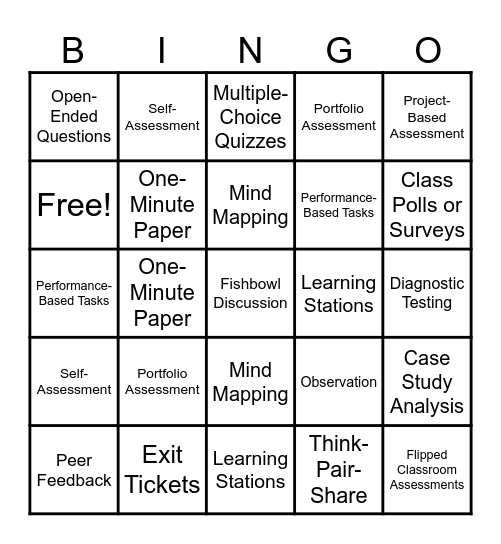 Assessment  Bingo Card