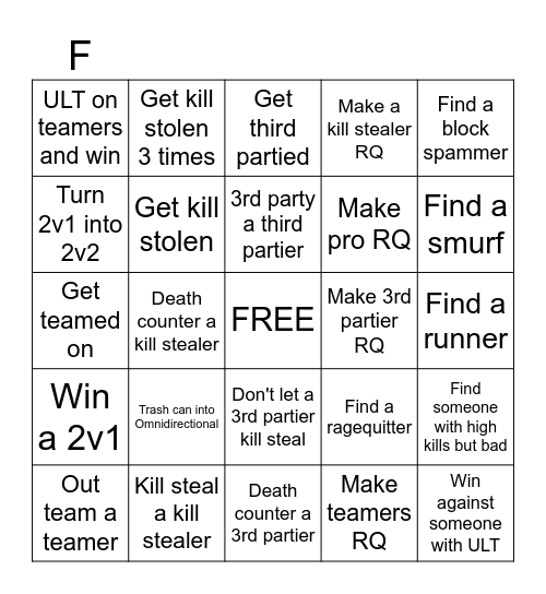 TSB BINGO Card