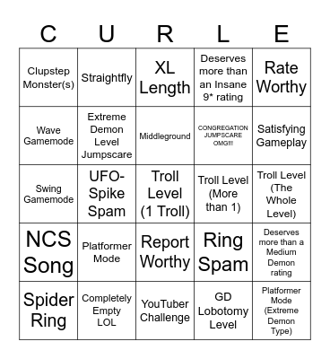 GD Recent Tab BINGO (Letters are rarities) Bingo Card