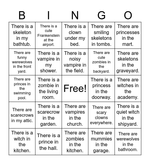 There is/There are halloween Bingo Card