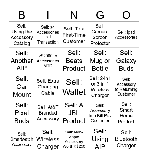 Accessories Bingo Card