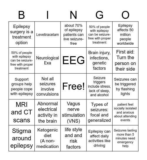 take away Bingo Card