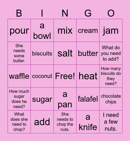 LET'S EAT Bingo Card