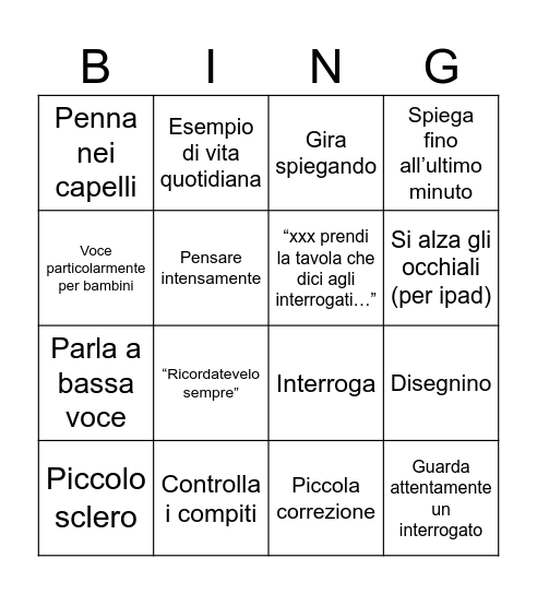 Giuli Bingo Card