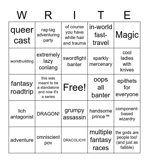 Valloroth Bingo Card