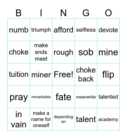 LT Book III Lesson 6 Bingo Card