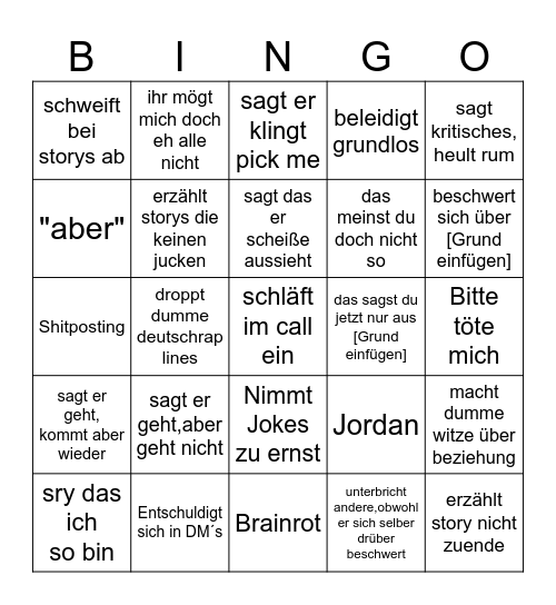 Jordan Bingo Card