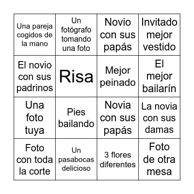 Santi & Nathi Bingo Card