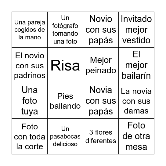 Santi & Nathi Bingo Card