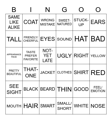 Unit 4 Bingo Card