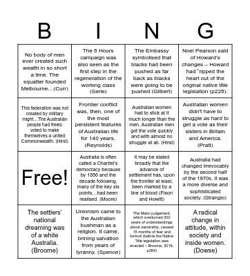 Power and Resistance Bingo Card