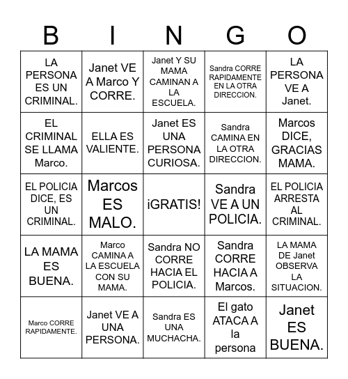 Somos Unit 2 Bingo Card