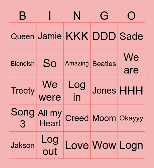 Test Bingo Card