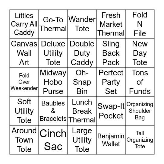 Thirty-One Bingo! Bingo Card