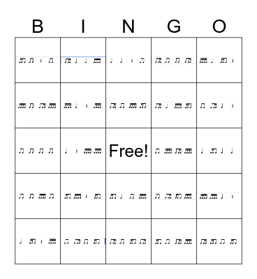 Rhythm Bingo Card