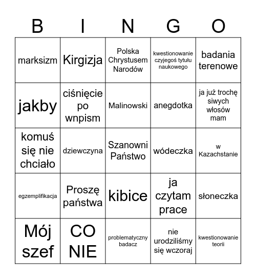 PAK Bingo Card