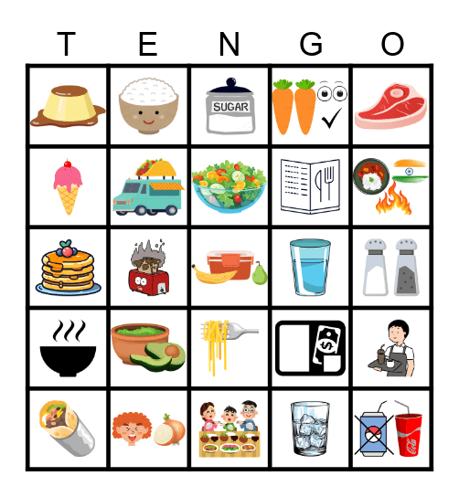 Spanish 2 U2: La Comida Bingo Card