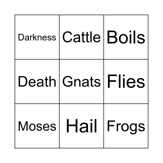 Moses and the Plagues Bingo Card