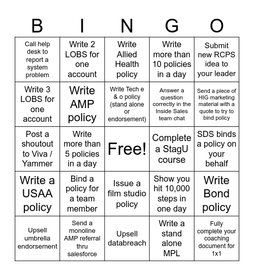 SA IST Bingo Card