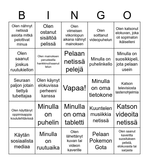 Media Bingo Card