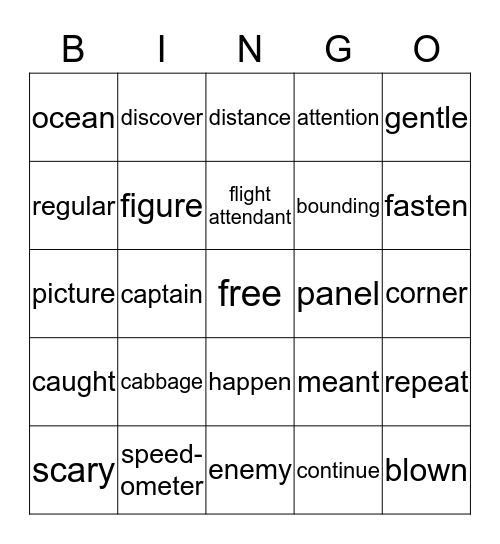 Jordyn's Vocabulary Review Bingo Card